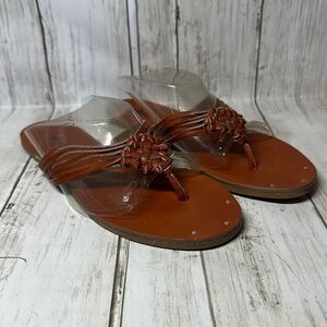 American Eagle AE Braided Leather Flip Flops Sandals Thongs Slip on Shoes Size 6